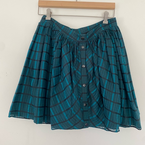 Teal plaid skirt - lined size s-m - Picture 2 of 2